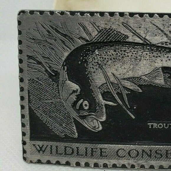 Wildlife Conservation 8 Cents Trout Belt Buckle - Picture 2 of 10